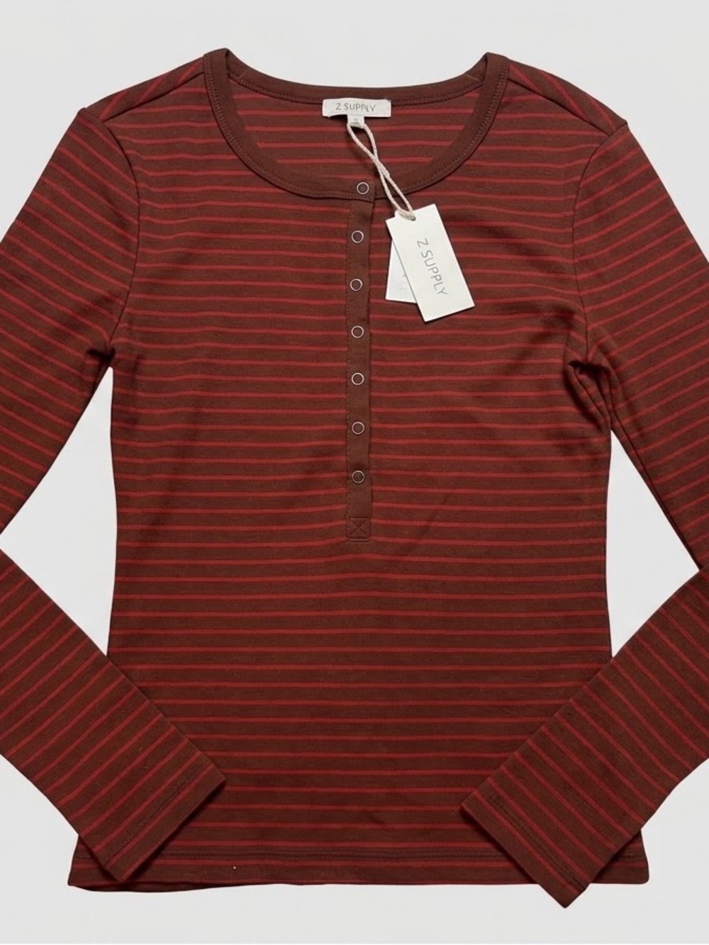 z supply stella stripe henley shirt sz S